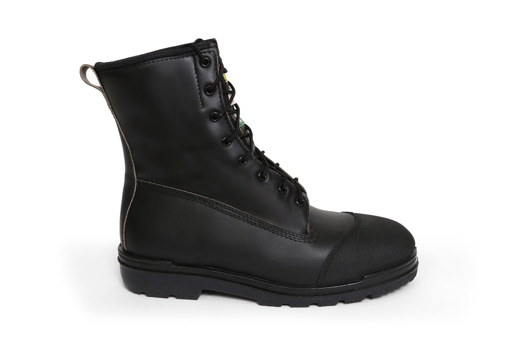 Black leather steel toe boot by Bucks